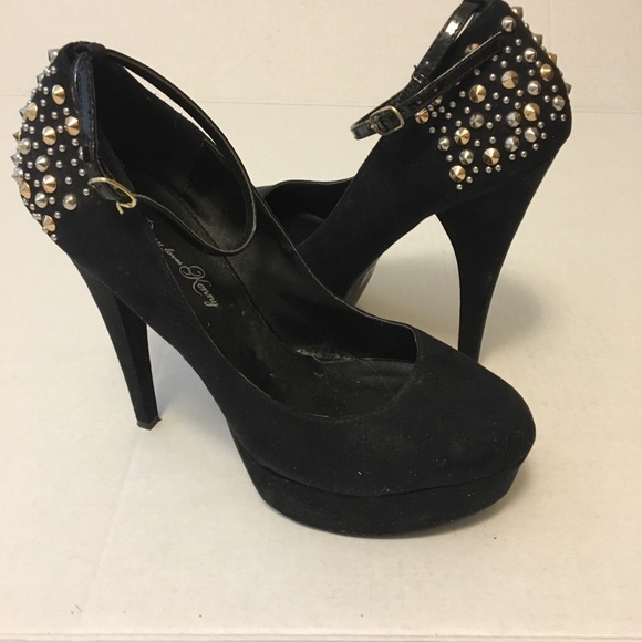 Black suede pumps with metallic heel - Picture 3 of 6